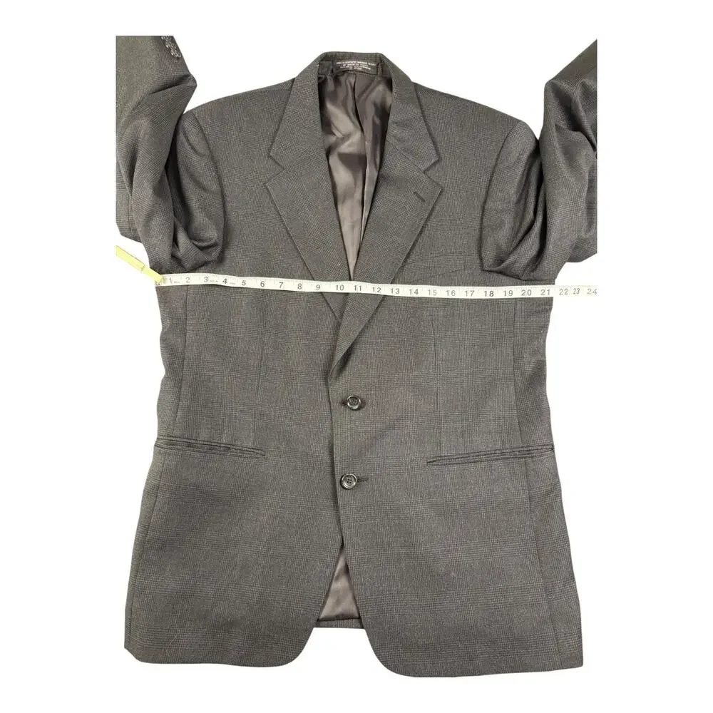 Jones New York Men's Dark Grey Glen‎ Plaid Wool Cashmere 2 Piece Suit Tailored